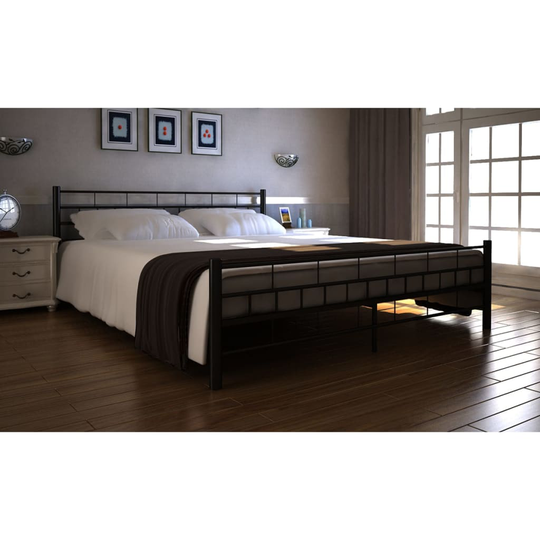 vidaXL seng med madras i memoryskum sort metal 160 x 200 cm