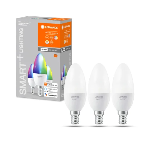 Ledvance Smart+ lyskilde, kerte, 5W, RGBW, E14, WiFi, matt, 3 stk.
