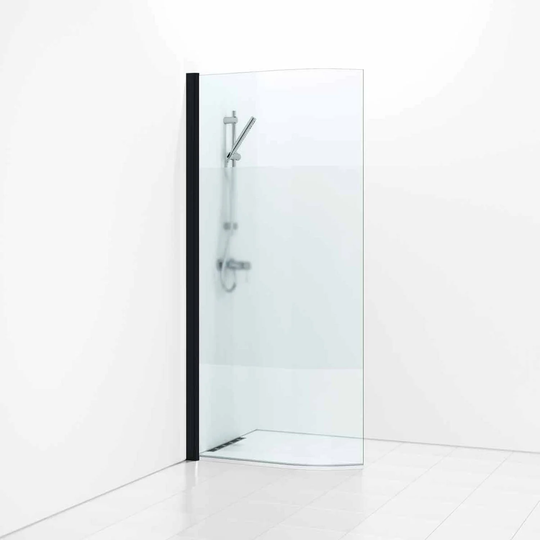 Svedbergs Skoga Dusjdør Buet 80cm / Svart Matt Halvfrostet Glass