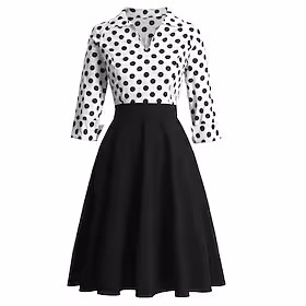 kvinners 1950-talls audrey hepburn svingkjole 100 % bomull flare kjole retro vintage prikker dailywear teselskap avslappet daglig ermeløs passformamp; flare kj
