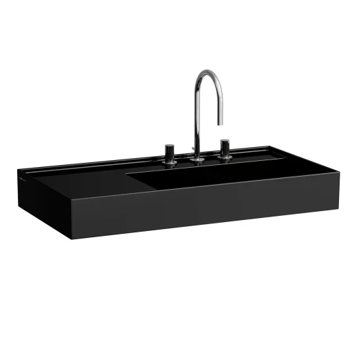 Kartell Laufen håndvask, 90x46 cm, hylle til venstre, sort