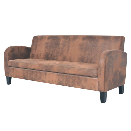 vidaXL 3-personers sofa imiteret ruskind brun