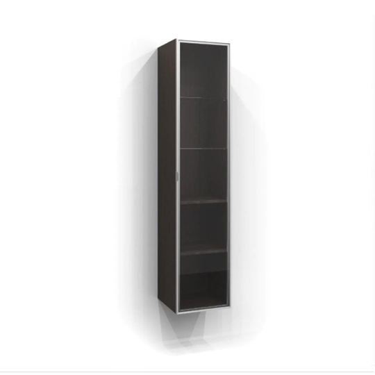 Svedbergs Høyskap Vitrine Dør med Glass 160cm / 35cm Svart + Røkfarget