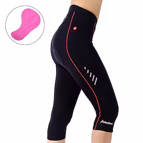 TASDAN Dame 3/4 sykkeltights Sykkel Shorts 3/4 strømpebukse Komfortabel form Veisykling sport 3D Pute Pustende Hurtigtørkende Reflekskant Svart Coolmax Siliko