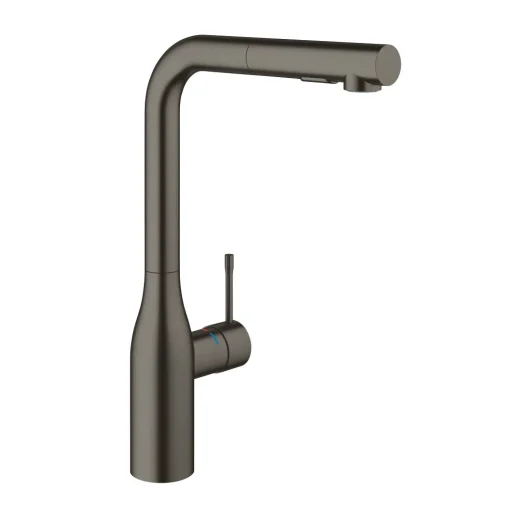 Grohe Essence kjøkkenarmatur, uttrekkbar tut, børstet sort krom