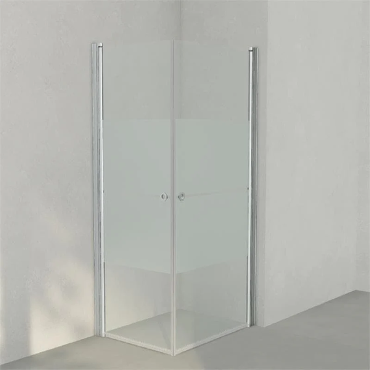 INR Iconic Nordic Rooms Dusjhjørne Linc Angel Original, Frostet/stripe Glass Matt Aluminium / 70x90cm Stripe