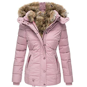 Dame Vinterjakke Parkas Hold Varm Pustende utendørs Dagligdagstøy Feriereise Ut på byen Lomme Fleece Lined Glidelås Hettegenser Aktiv Bekvem Gate stil Helfarge