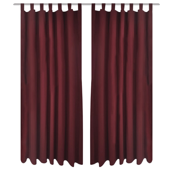 Gardiner i mikro-satin med løkker 2 stk. 140 x 225 cm bordeaux-rød