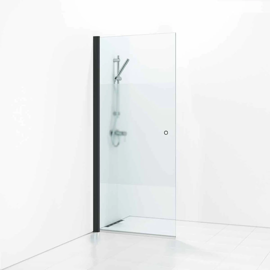 Svedbergs Skoga Dusjdør Hullgrep 87cm / Svart Matt Halvfrostet Glass