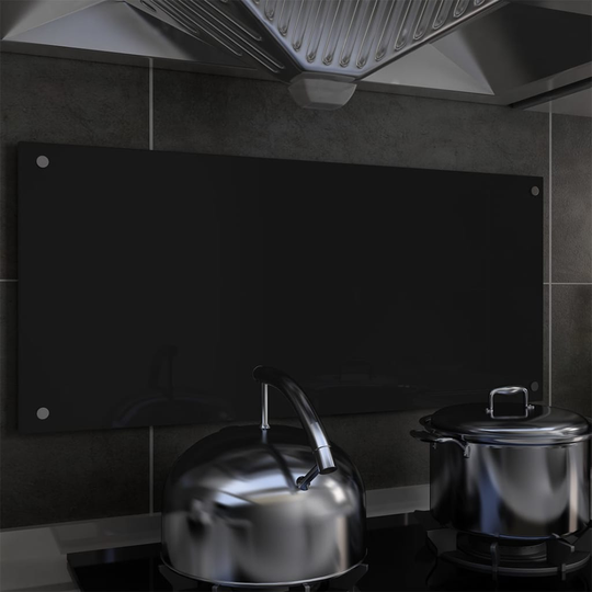 vidaXL stænkplade 90x40 cm hærdet glas sort