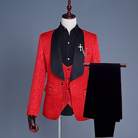 Den store Gatsby Gangster 1920-tallet Slim passform 三件套 Rundet jakkeslag Herre Jacquard Kostume Årgang Cosplay Bryllup Fest Skoleball Langermet Frakk Jul