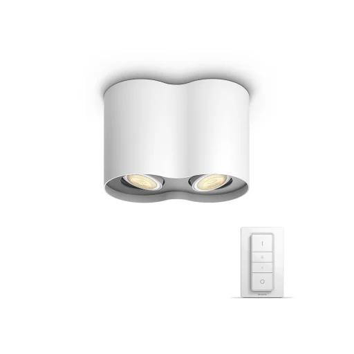 Philips Hue Pillar påbyggingsspot inkl. lysdimmer, dobbelt, hvit