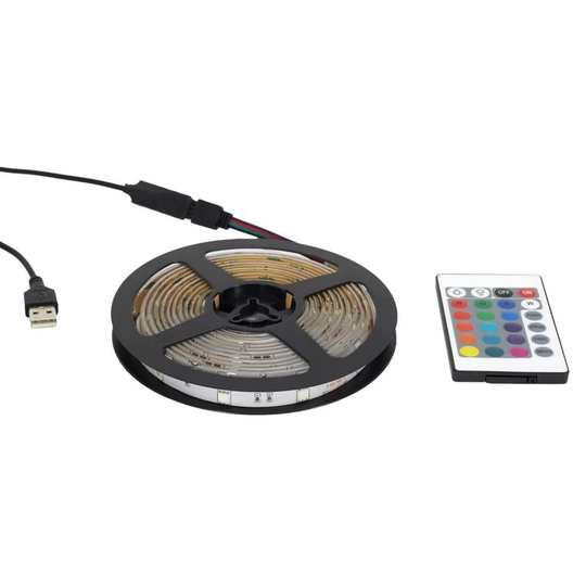 LED strip med fjernbetjening - RGB - 5 meter