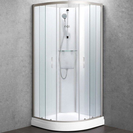 Sanipro Dusjkabinett Nobel - Svarte/hvite Bakvegger 90x90cm / Uten Termostat Hvit Glass