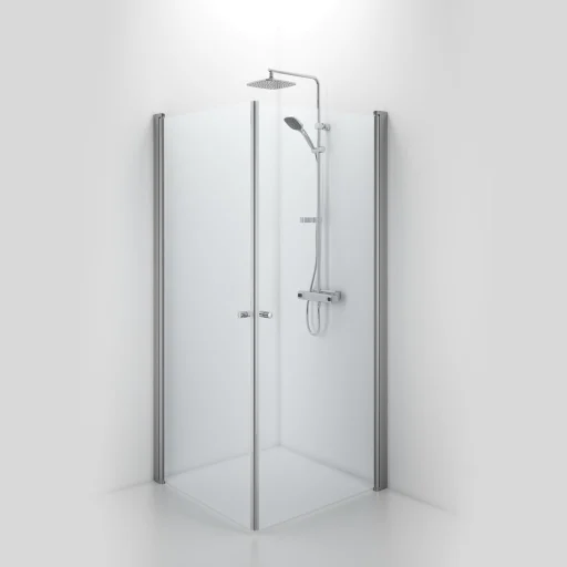 Ifö Space Dusjhjørne rett m/knottehåndtak, 80x80cm