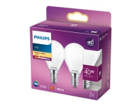 Philips - LED-lyspære - form: P45 - matteret finish - E14 - 4.3 W (tilsvarende 40 W) - klasse F - varmt hvidt lys - 2700 K (pakke med 2)