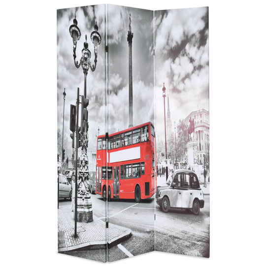 vidaXL foldbar rumdeler 120 x 170 cm London bus sort og hvid