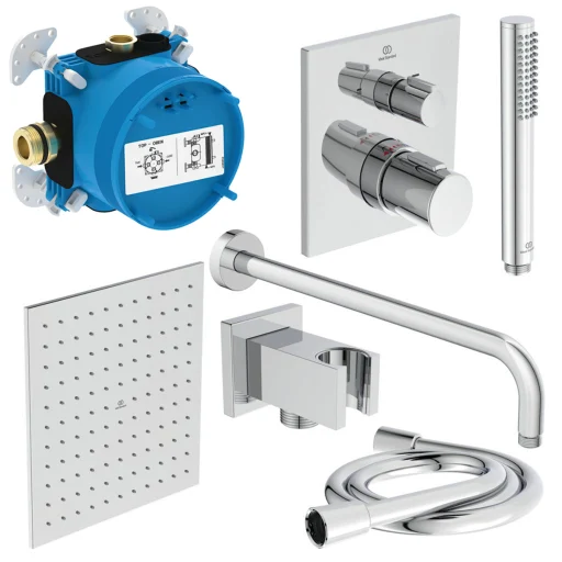 Ideal Standard Ceratherm C100 komplett dusjsystem til innbygging, krom