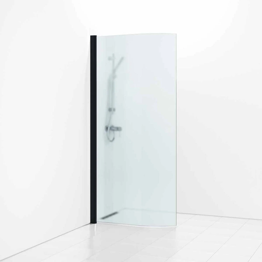 Svedbergs Skoga Dusjdør Buet 90cm / Svart Matt Frostet Glass