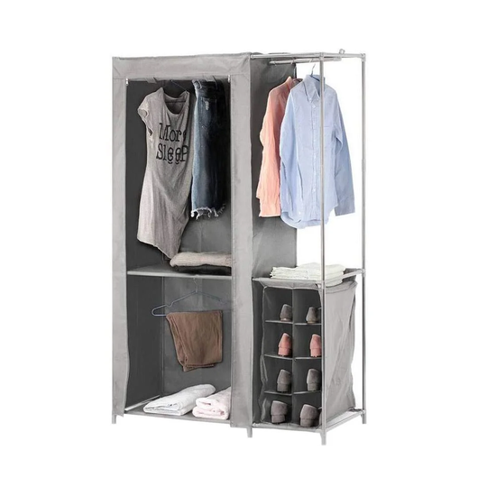 Garderobe i metal og tekstil
