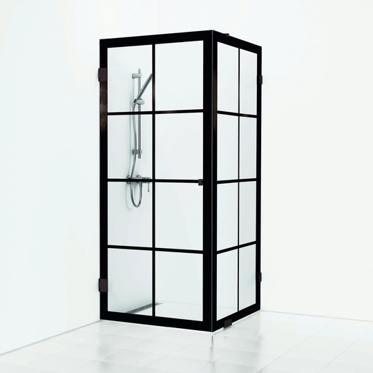 Svedbergs 180° Rista Dusjhjørne Kombi (Vegg+dør) 80x80cm / Svart Matt