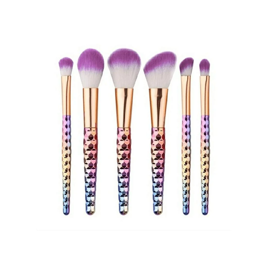 Makeup børstesæt, 6 børster - Regnbuefarvet