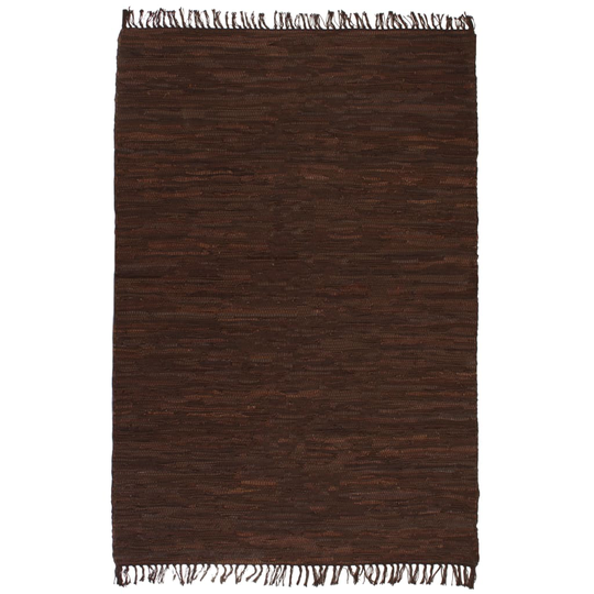 vidaXL håndvævet chindi-tæppe læder 120 x 170 cm brun