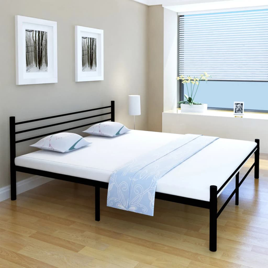 vidaXL seng med madras af memoryskum sort metal 180 x 200 cm