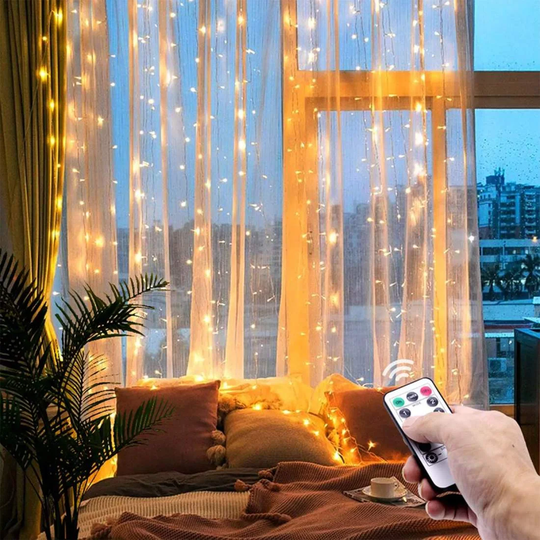 USB-drevet LED-gardin - Varmt Lys
