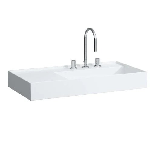 Kartell Laufen håndvask, 90x46 cm, hylle til venstre, hvit