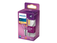 Philips - LED-lyspære - klar finish - E14 - 6.5 W (tilsvarende 60 W) - klasse E - varmt hvidt lys - 2700 K - gennemsigtig