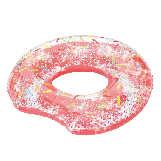 Pool Float, Rød Donut med Glitter - 103 x 96 x 29 cm