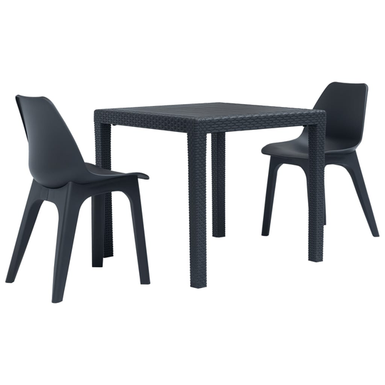 vidaXL bistrosæt 3 dele plastik rattanlook antracitgrå