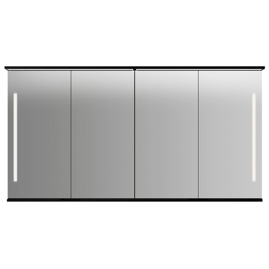 Linn Bad Sogn Speilskap med Integrert Belysning og Stikk Svart Matt / 160cm