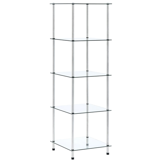 vidaXL reol 5 hylder 40x40x130 cm hærdet glas transparent