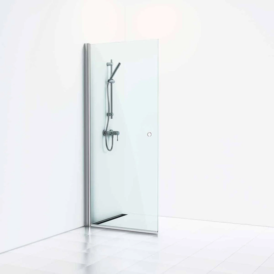 Svedbergs Skoga Dusjdør Hullgrep 87cm / Matt Aluminium Klart Glass