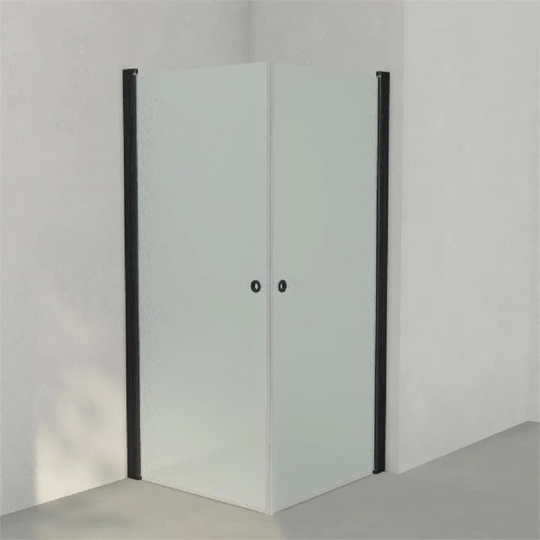 INR Iconic Nordic Rooms Dusjhjørne Linc Angel Original, Frostet/stripe Glass Svart Matt / 90x90cm Frostet