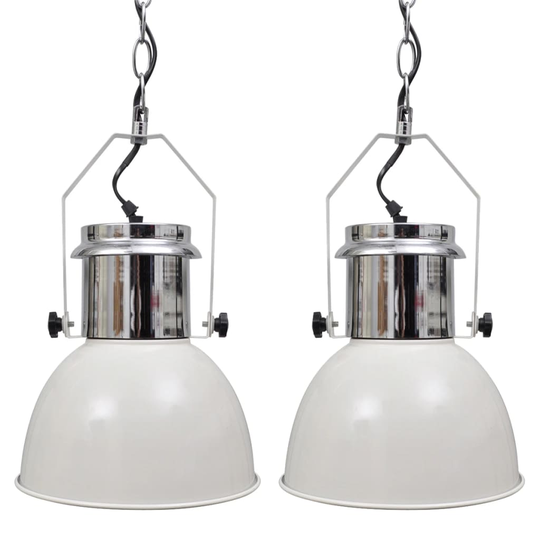 vidaXL loftslampe i metal 2 stk. højdejusterbar moderne hvid