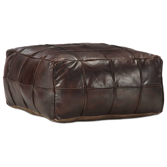 vidaXL puf 60 x 60 x 30 cm ægte gedeskind mørkebrun