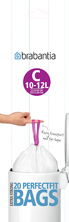 Affaldsposer C, 10-12Ltr [20 poser/rulle] White