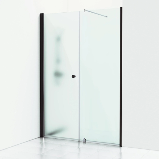 Svedbergs Skoga Dusjnisje Rett Kombi (Vegg+dør) Svart Matt / 200cm Frostet Glass