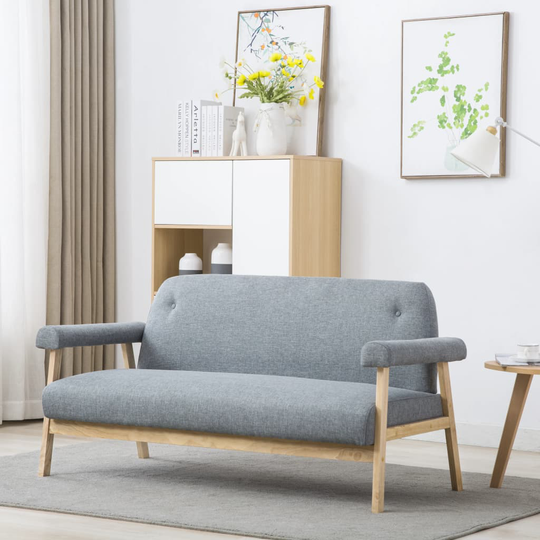 vidaXL trepersoners sofa i stof lysegrå