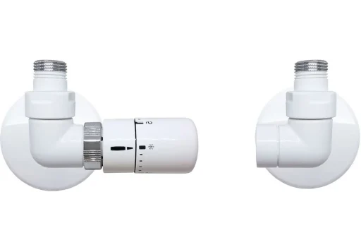 Kriss Corner Rom Plus ventilsett vinkelløpende m/Romtermostat, Hvit