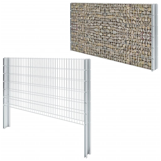vidaXL 2D gabionhegn galvaniseret stål 2,008x1,23 m 16 m sølvfarvet