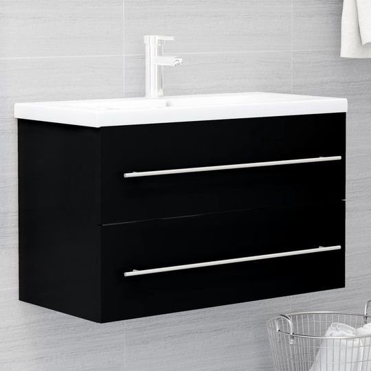 vidaXL vaskeskab 80x38,5x48 cm spånplade sort