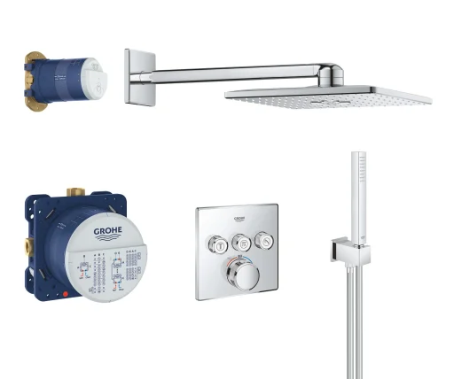 Grohe Grohtherm SmartControl Cube komplett dusjsett med Rainshower Smartactive 310, krom