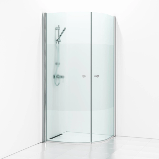 Svedbergs Skoga Dusjhjørne Buet Krom / 80x80cm Halvfrostet Glass