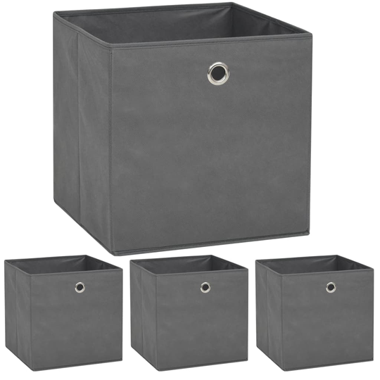 vidaXL opbevaringskasser 4 stk. uvævet stof 32 x 32 x 32 cm grå