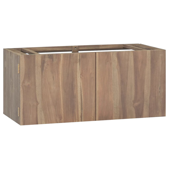 vidaXL væghængt badeværelsesskab 90x39x40 cm massivt teaktræ
