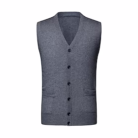 Herre Genser vest Ullgenser Kofte Strikke Strikket Flettet Helfarge Dyp V Grunnleggende Myk Daglig Helg Klær Vinter Høst Grønn Vin M L XL